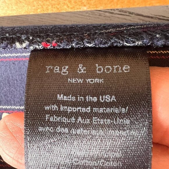 Rag and Bone Pants Womens Size 4 Navy Stripe Simone Snap Pant High Rise Career - Picture 15 of 16